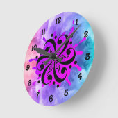 Horloge Ronde Éclaboussure musicale (Angle)