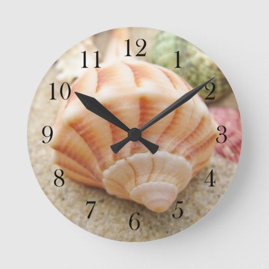 Horloge Ronde Éclair de l'étouffement de la coquille de mer rayé (Recto)