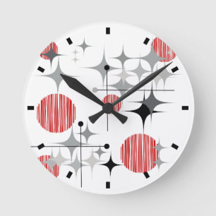 Horloge Ronde Éclats d'étoiles et globes de style moderne du mil