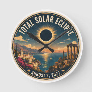 Horloge Ronde Éclipse solaire totale 2027 