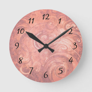 Horloge Ronde Écluse murale Abstraite en rose clair avec des no