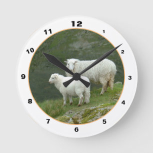 Horloge Ronde Écossais Moutons et Laine, Highlands/Scotland