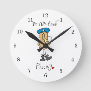 Horloge Ronde Écrins de T-shirts et Cadeaux Fous de Police