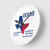 Horloge Ronde Écriture TEXAS Inspirationnelle chrétienne bénie (Angle)