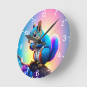Horloge Ronde Écureuil Bleu Mangeant Un Fruit-323232 (Angle)