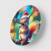 Horloge Ronde Écureuil de Noël Comme Père Noël-56765 (Angle)
