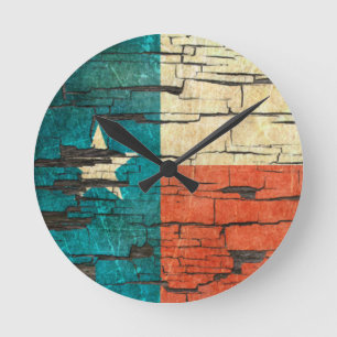 Horloge Ronde Effet criqué de peinture d'épluchage de drapeau