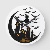 Horloge Ronde Éffrayant chauves-souris et sorcière Halloween sur (Recto)