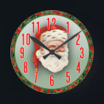 Horloge Ronde Église Santa Claus de Christmas<br><div class="desc">C'est l'enfer ! Jolly Saint Nick ! Père Noël ! Great looking Christmas clock to count down the days til Santa comes to cire ! Hang it over the chempiece or give one as a venin. This clock would be great for a Christmas - themed shop, or to hang near...</div>