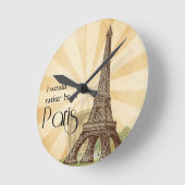 Horloge Ronde Eiffel Tower Paris Round Wall Clock (Angle)
