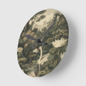 Horloge Ronde Élégance botanique - Le cygne dans la forêt (Angle)