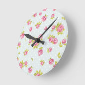 Horloge Ronde Elegance wallpaper pattern of pink roses 4 (Angle)