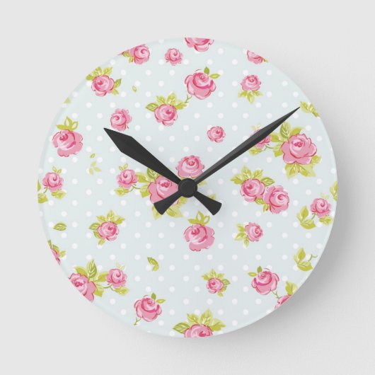 Horloge Ronde Elegance wallpaper pattern of pink roses 4 (Recto)