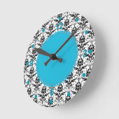 Horloge Ronde Elegant Black and White Damask Wall Clock (Angle)