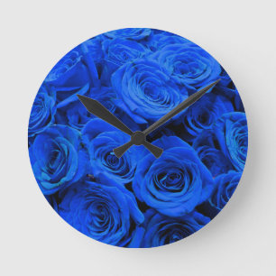 Horloge Ronde Elégant bleu rose bleu fleurs bleu bleu bleu flora