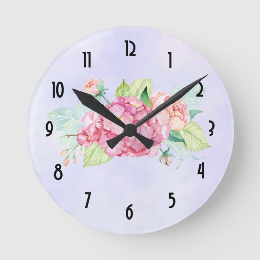 Horloge Ronde Elégant Bouquet de fleurs rose (Recto)