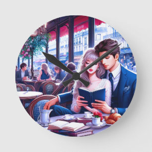 Horloge Ronde Elégant Café Parisien Date : Une escapade romantiq