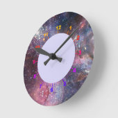 Horloge Ronde Elégant décor moderne bleu noir rose espace (Angle)