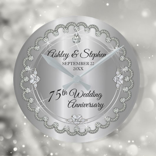 Horloge Ronde Elegant Diamond Jubilee 75th Wedding Anniversary