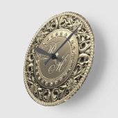 Horloge Ronde Élégant et beau monogramme (Angle)