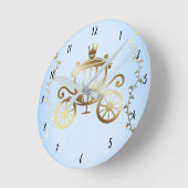 Horloge Ronde Elégant Gold Carriage Blue Storybook Princesse (Angle)