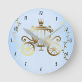 Horloge Ronde Elégant Gold Carriage Blue Storybook Princesse (Recto)