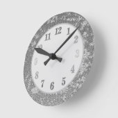 Horloge Ronde Élégant gris argenté blanc marbré (Angle)