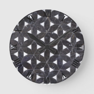 Horloge Ronde élégant Gris Mosaïque fleur de vie Carrelage motif