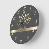 Horloge Ronde Elégant Lotus Or, Yoga (Angle)