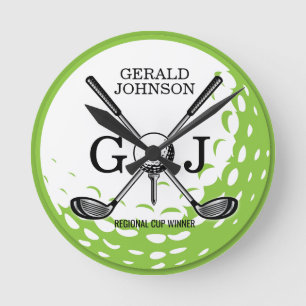 Horloge Ronde Élégant minimaliste Golf Monogramme Conception