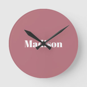 Horloge Ronde Élégant minimaliste Rose Gold Nom blanc