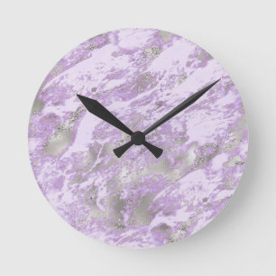 Horloge Ronde Élégant Motif Abstrait chic violet