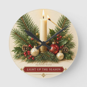 Horloge Ronde Élégant Noël dans le style d'une boîte d'allumette