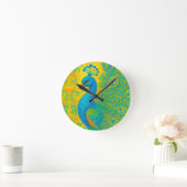 Horloge Ronde Elégant Peacock Turquoise Décoratif (Maison)