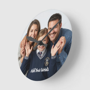 Horloge Ronde Élégant personnalisé avec photo et texte 