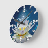 Horloge Ronde Elegant White Lotus Blue (Angle)