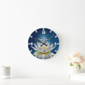 Horloge Ronde Elegant White Lotus Blue (Maison)