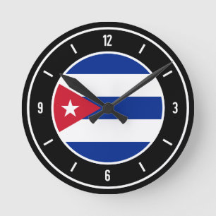 Horloge ronde élégante du drapeau cubain