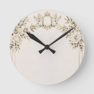 Horloge Ronde Élégante invitation de mariage en ivoire avec cham