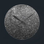 Horloge Ronde Elégante Parties scintillant noire Faux<br><div class="desc">Elégante Parties scintillant noire Faux</div>