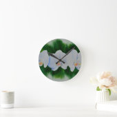 Horloge Ronde Elégante peinture d'orchidée tropicale blanche (Maison)