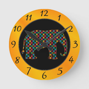 Horloge Ronde Eléphant