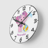 Horloge Ronde Éléphant Bébé Violet Cartoon Mignon et Adorable (Angle)