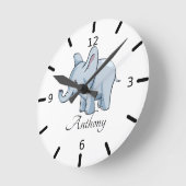 Horloge Ronde Eléphant de bébé personnalisé (Angle)