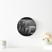 Horloge Ronde éléphant de mère et de bébé (Maison)