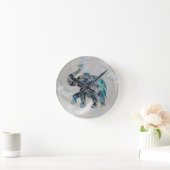 Horloge Ronde Eléphant encadré d'argent sur Abalone et Pearl (Maison)