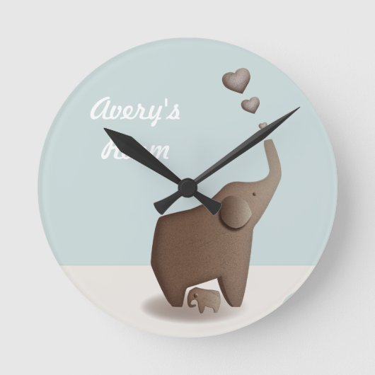Horloge Ronde Elephant et baby nursery clock (Recto)