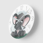 Horloge Ronde Éléphant Mignon Personnalisé Genre Neutre    (Angle)