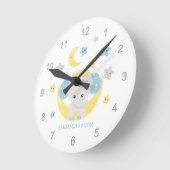 Horloge Ronde Eléphant mignon Stars Nom Baby Boy Nursery (Angle)