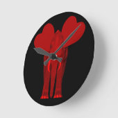 Horloge Ronde Éléphant rouge romantique (Angle)